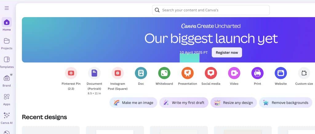 Setting up your Document in Canva