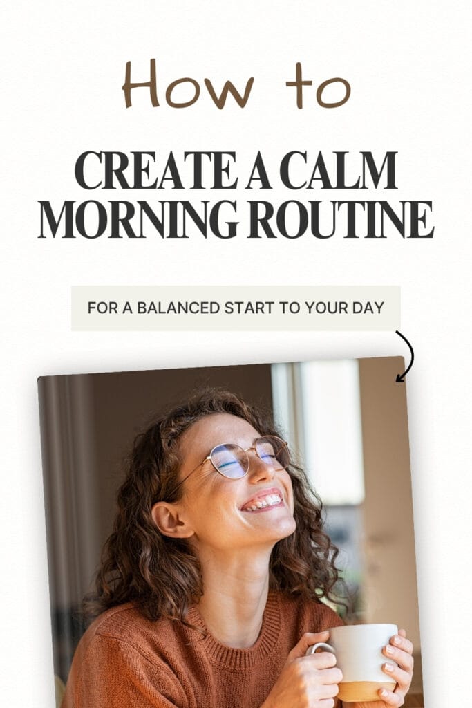 Create a Calm Morning Routine for a Balanced Start to the Day - WOman sat smiling up into the bright light, holding a mug