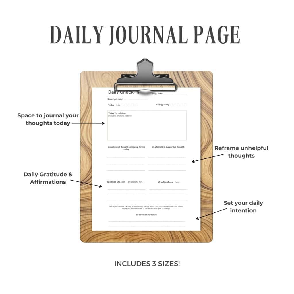 Daily Journaling for Mental Wellness - Mock up of a Daily Journal Page