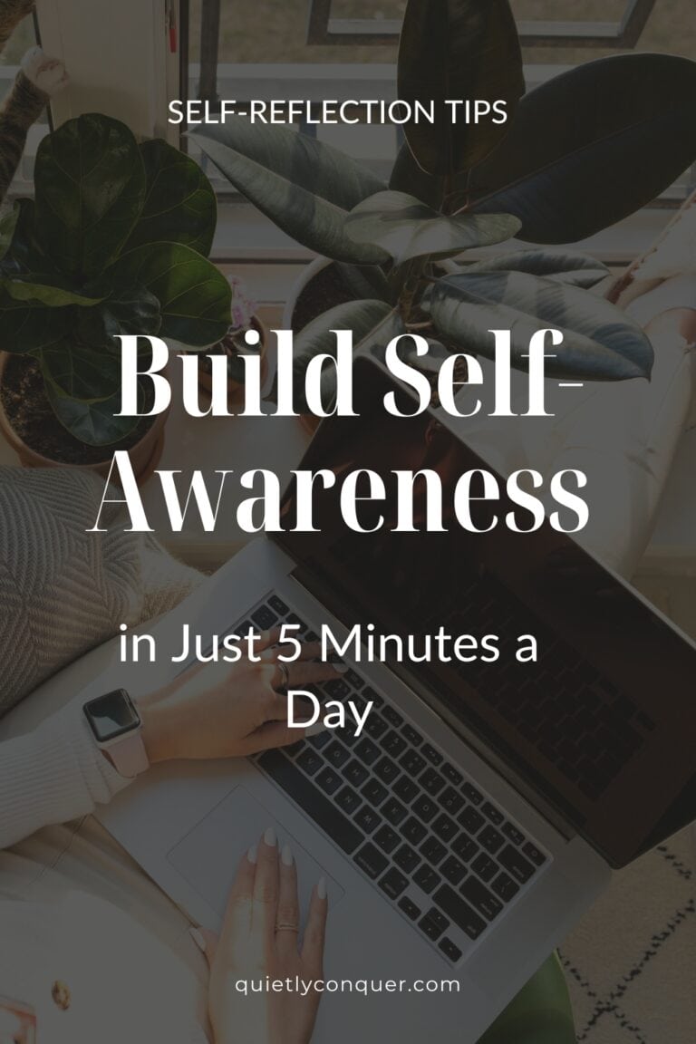 Build Self-Awareness in Just 5 Minutes a Day. Image of someone typing into a laptop in the background