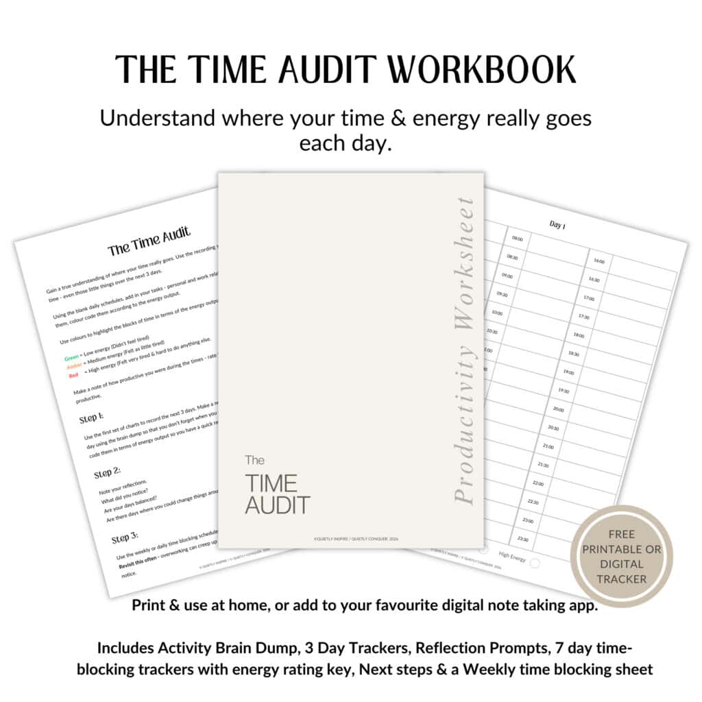 Mock up of the Time Audit Printable Trackers