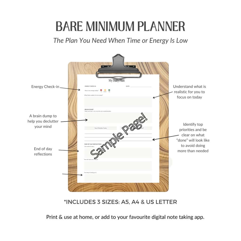 The Bare Minimum Planner Kit. Mock up of the kit for sale on Etsy